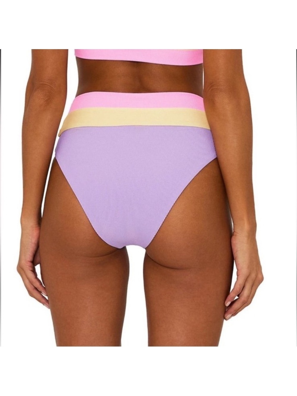 Beach Riot Heidi Ribbed Colorblock High Waisted Swim Bottom Size M - Picture 3 of 6